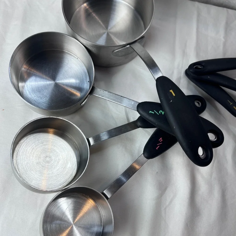 OXO Good Grips Stainless Steel Measuring Cups and Spoons Set Black Handles 7pc
